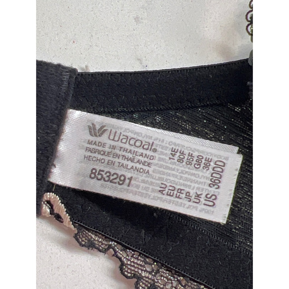 Wacoal Black Lace Trim Full Figure Bra 36DDD Support Comfort - Picture 9 of 10
